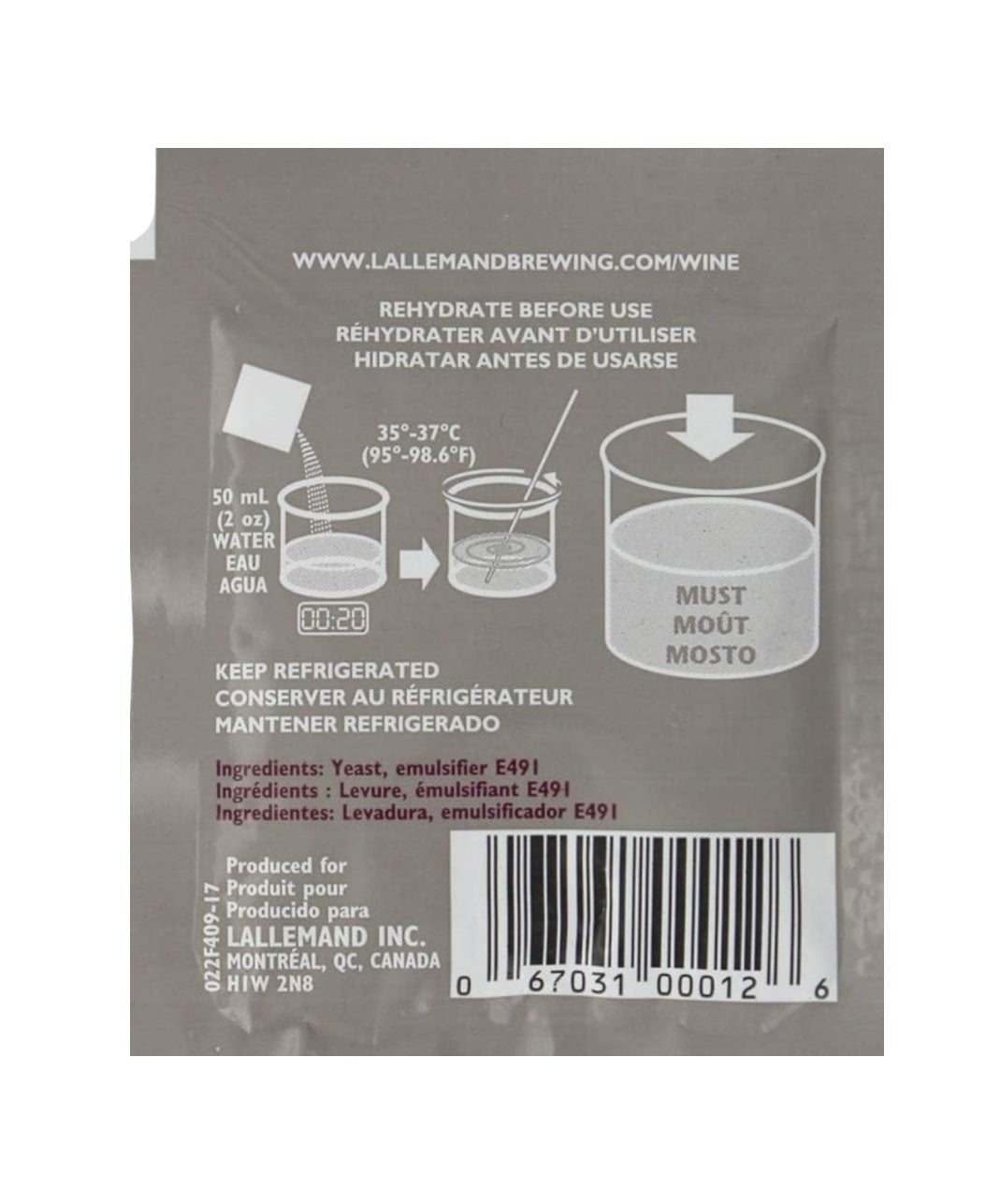 Lalvin 71B-1122 Nouveau Style Wine Yeast 5g Homebrew Wine Making 4.5L-23L