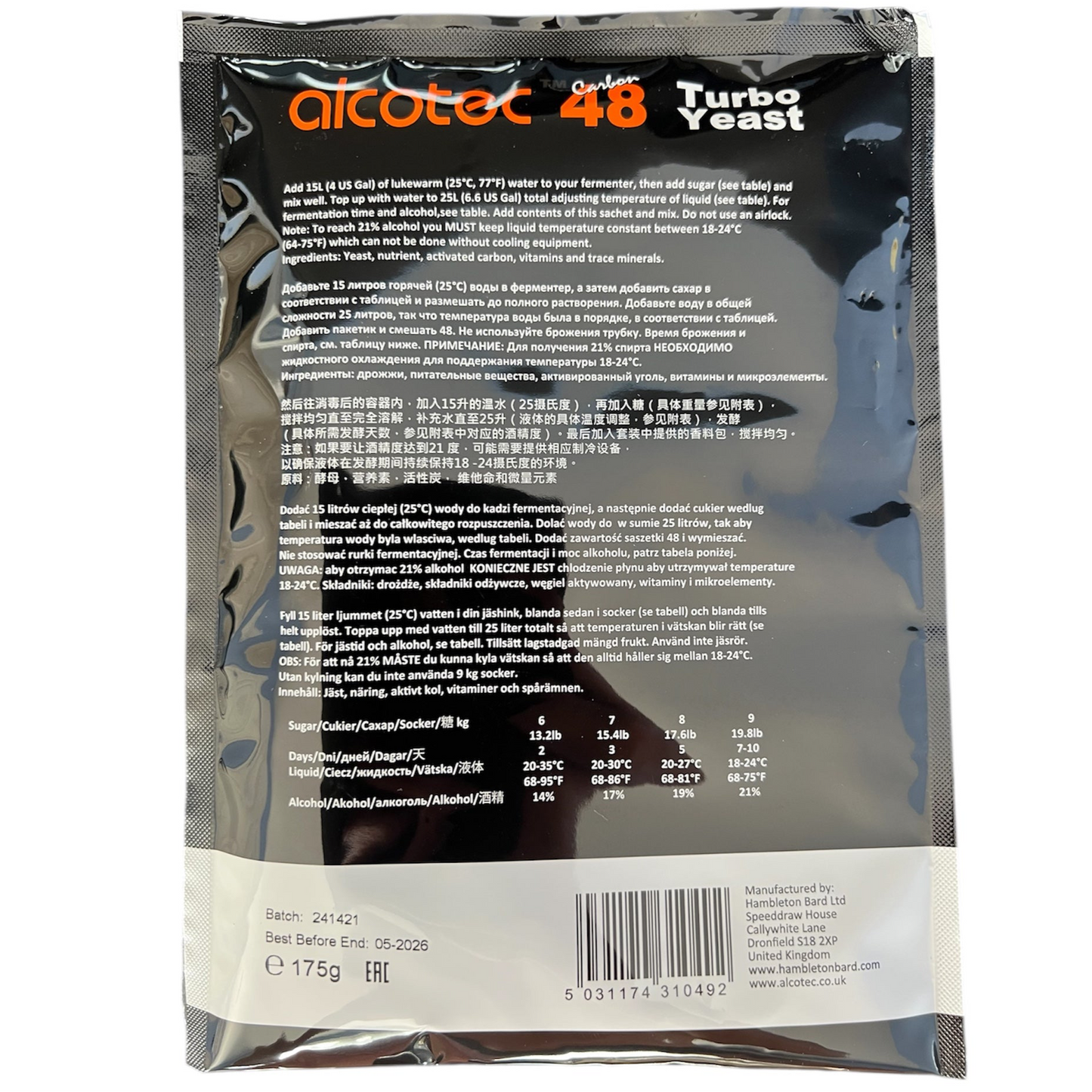 Alcotec 48 Carbon Turbo Yeast