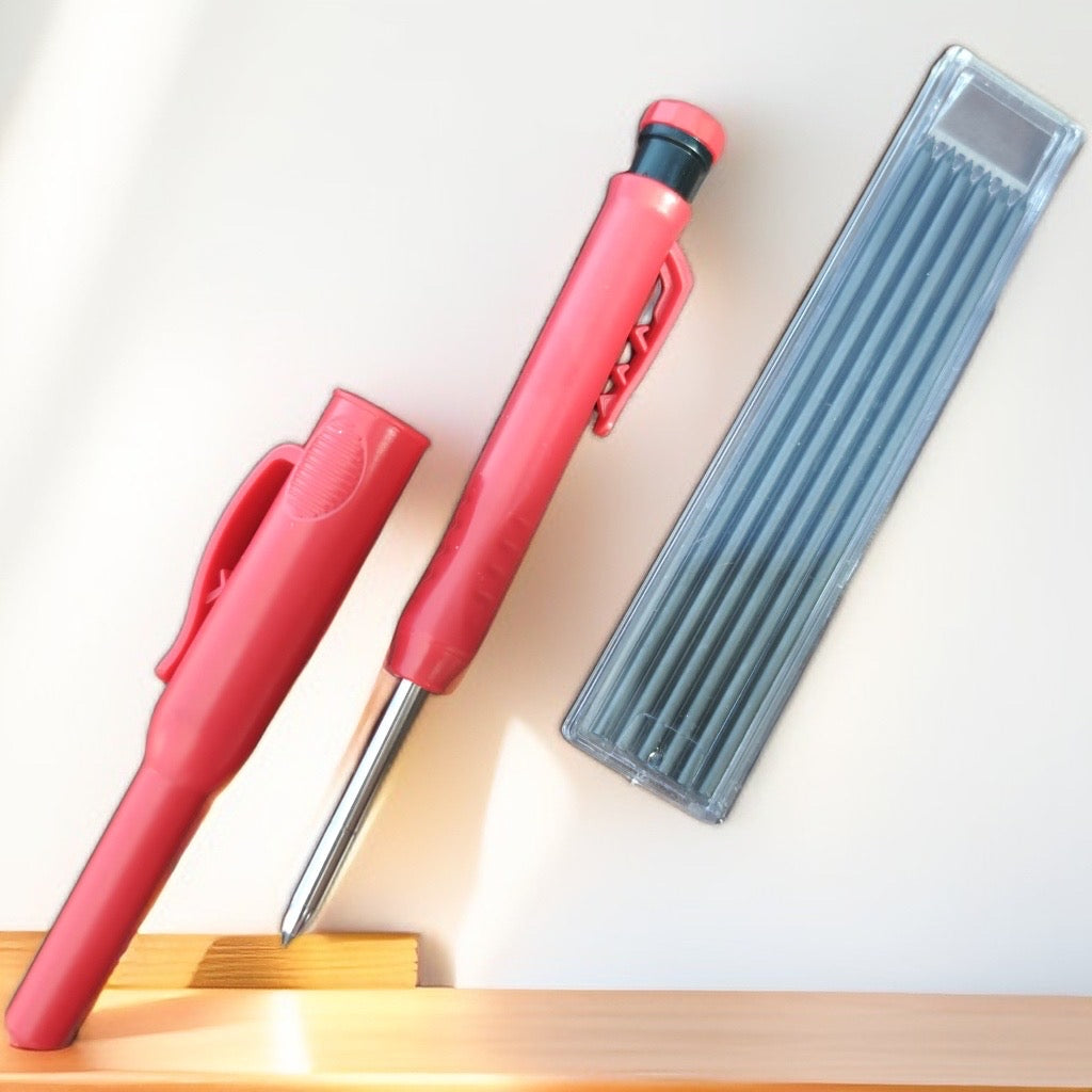 Enocilis Carpenter Pencil Set, Built-in Sharpener, Deep Hole Marking, 2.8mm Lead