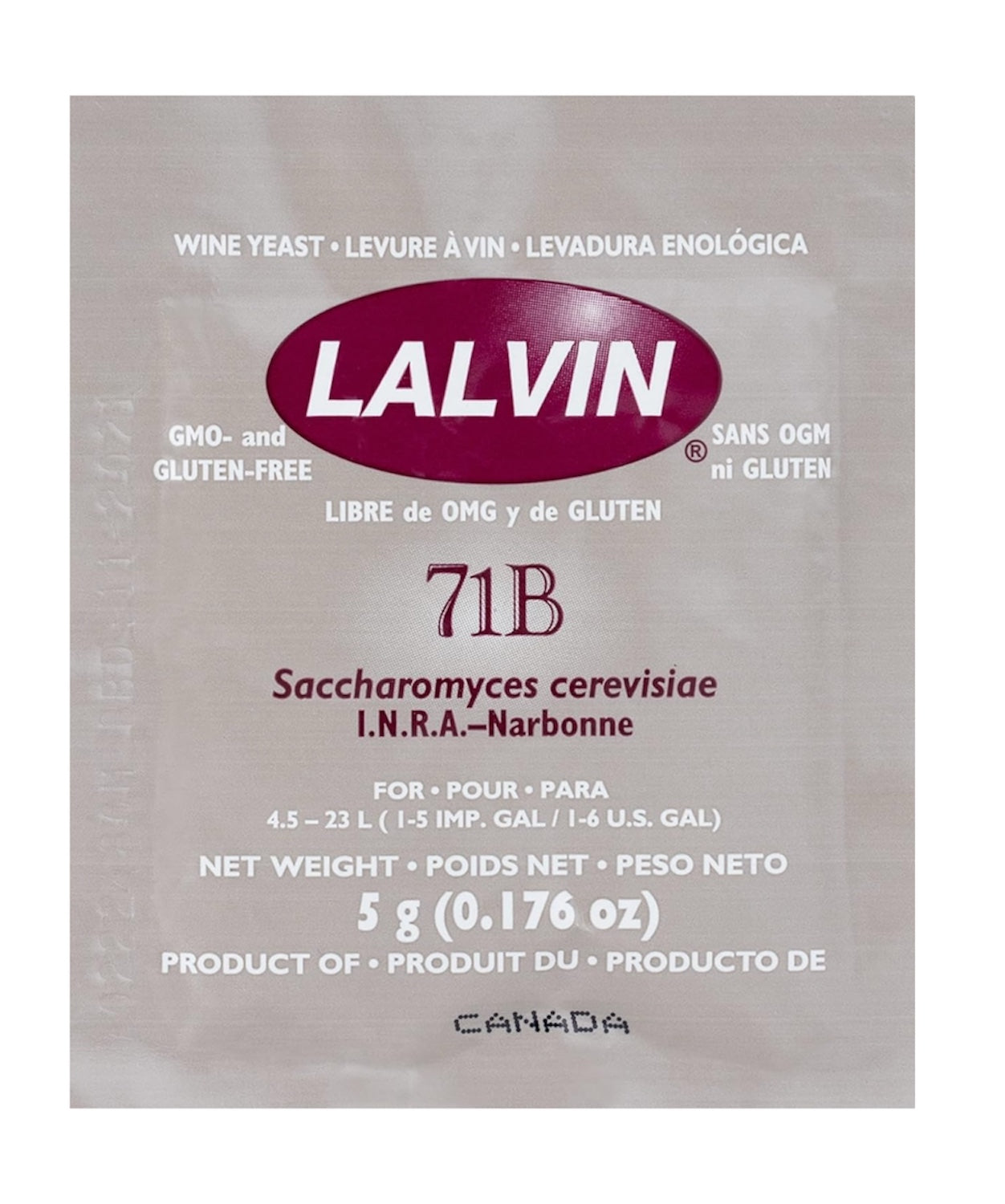 Lalvin 71B-1122 Nouveau Style Wine Yeast 5g Homebrew Wine Making 4.5L-23L