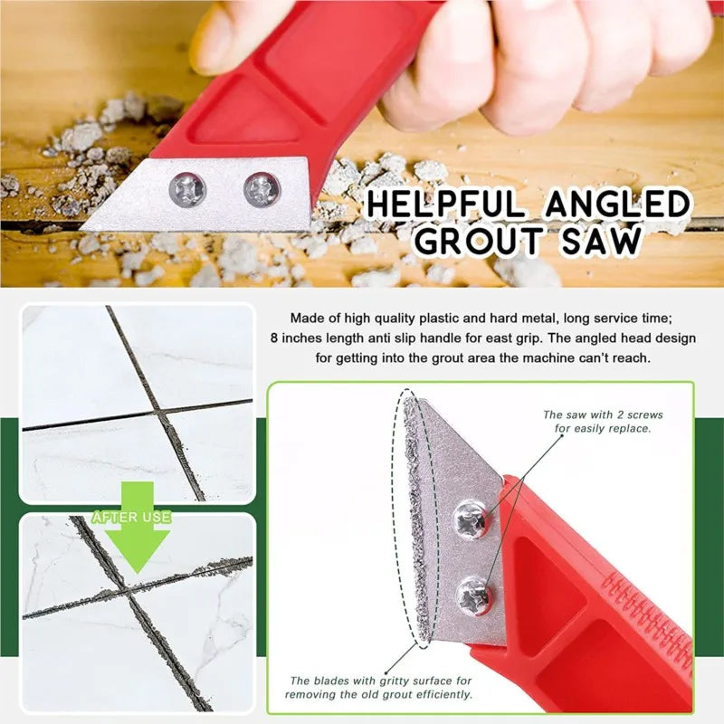 Grout Removal Tools 22 Pcs Set Saw Blade Grout Hand Saw Tile Joint Cleaning Brush Caulking Edge for Floor Kitchen Hand Tool Set