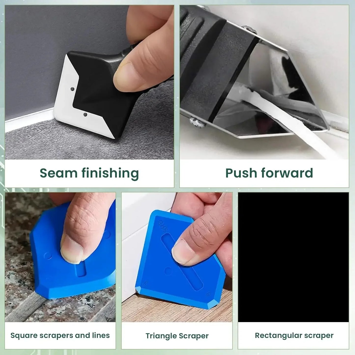 9PCS Caulk Nozzle Applicator Silicone Scraper Sealant Caulking Smooth Remover Tools Kit Floor Caulk Finisher Grout Accessoriess