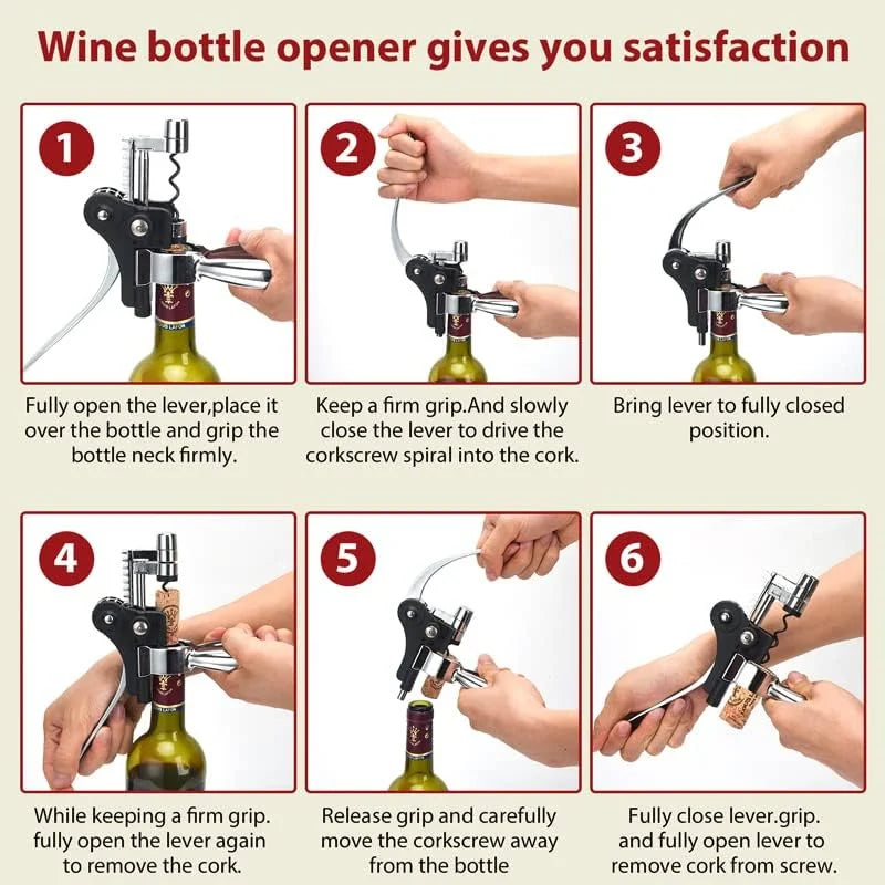 Wine Opener Set, Wine Bottle Opener Rabbit Corkscrew Set with Wood Case, 9pcs Including Rabbit Wine Opener, Wine Stopper