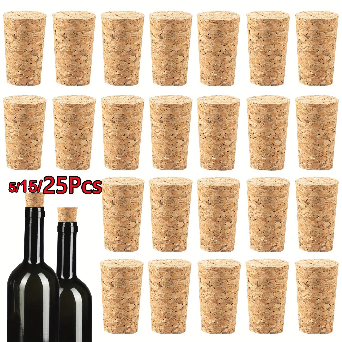 5-25Pcs Soft Wood Corks Tapered Cork Plugs Wine Bottle Stopper Leakproof Wine Bottle Corks Natural Wine Corks Replacement Corks