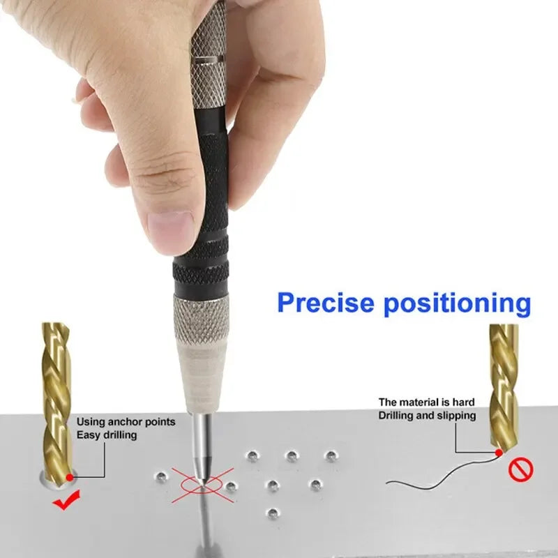 2pc Spring Type Automatic Center Punch Locator Glass Striker Window Breaker Punch Centering Punch Punch Tool