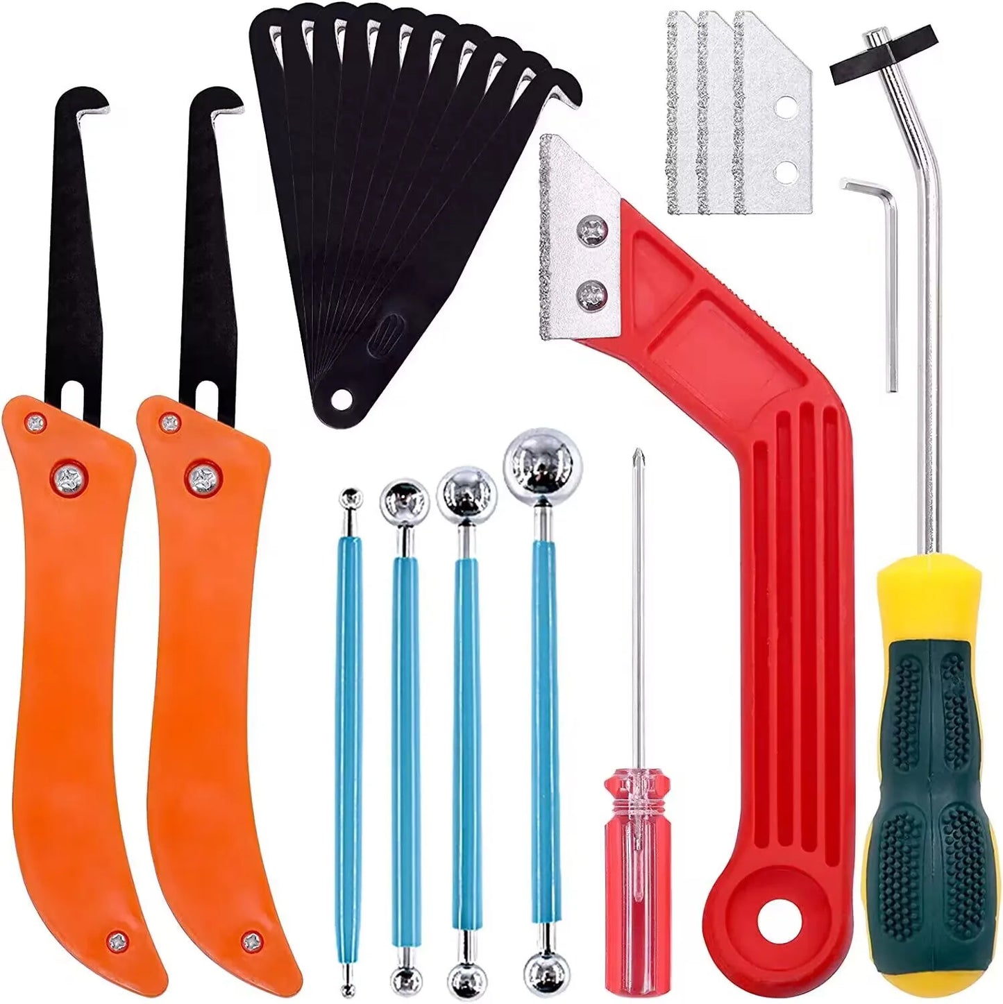 Grout Removal Tools 22 Pcs Set Saw Blade Grout Hand Saw Tile Joint Cleaning Brush Caulking Edge for Floor Kitchen Hand Tool Set