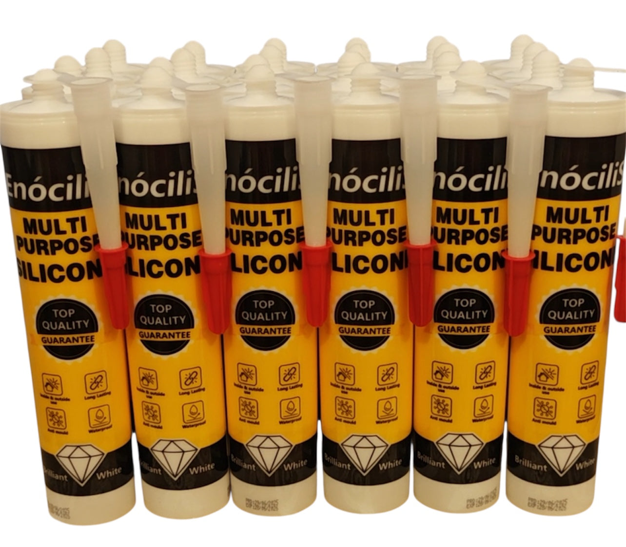 Box of 24 Tubes of EnociliS Silicone Sealant - Anti Mould - Kitchen and Bathroom- Long Lasting