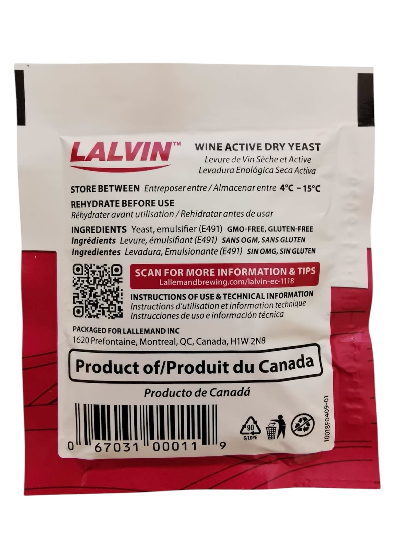 Lalvin EC-1118 Champagne Yeast 5g Sachet 18% Homebrew Wine Making 4.5L-23L