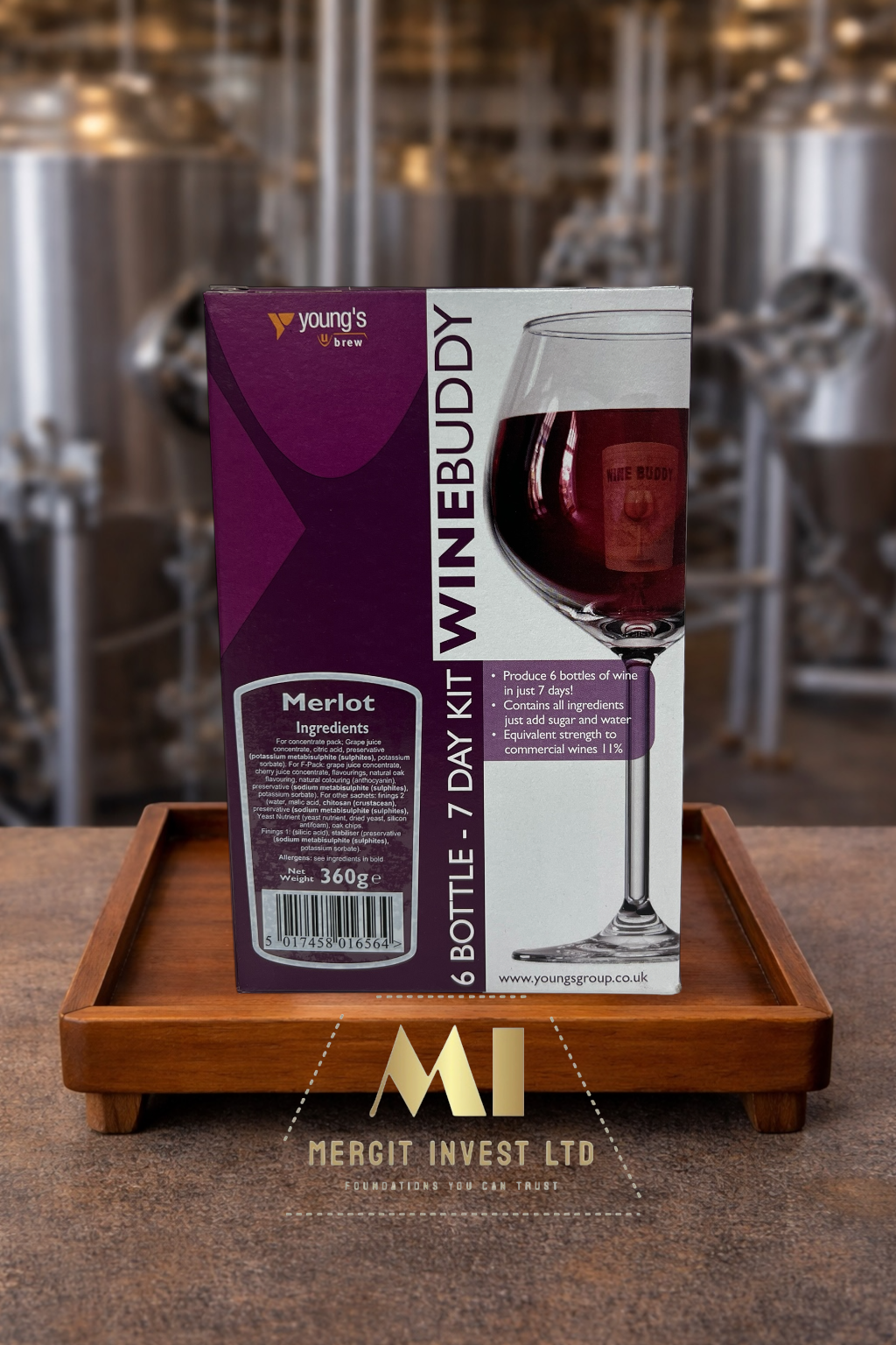 🍷 Young’s WineBuddy Merlot Wine Kit – Makes 6 Bottles 🍇 Smooth Red Home Brew Wine