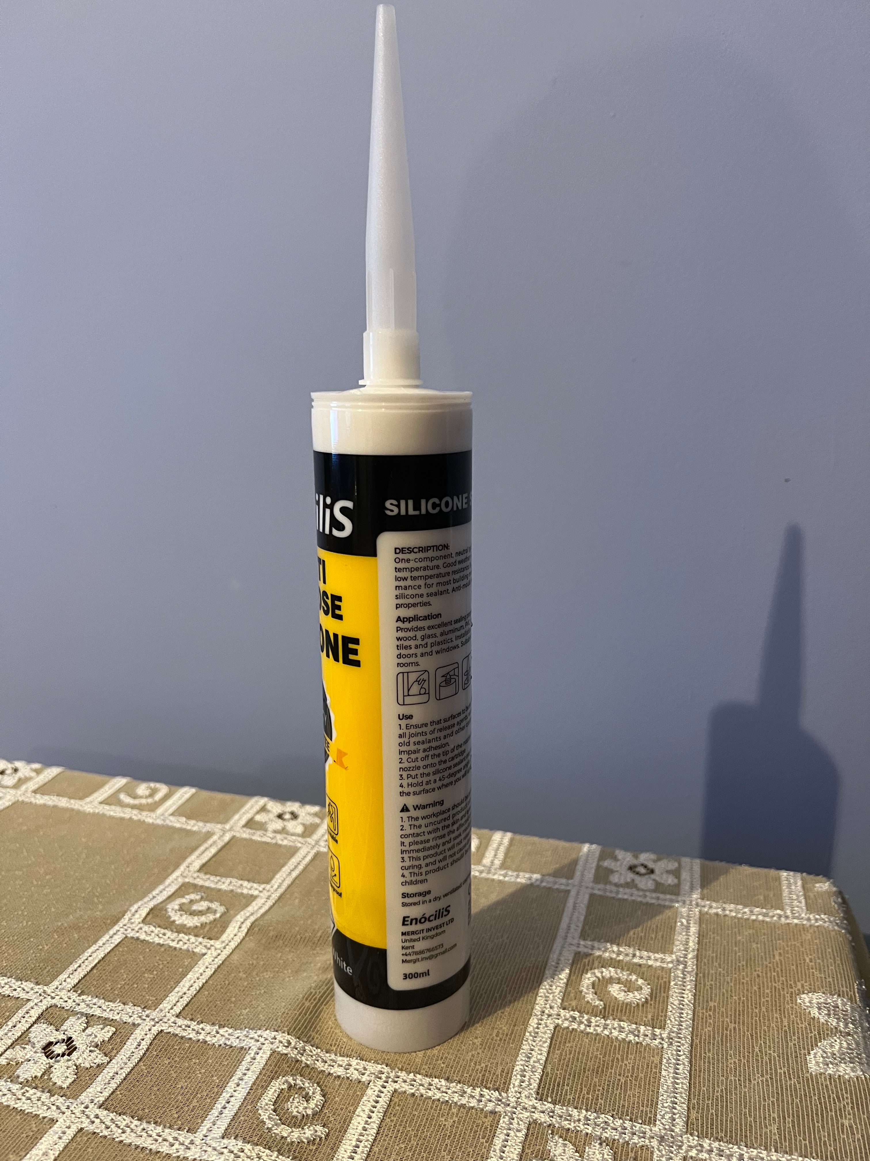 EnòciliS - Mastic silicone - Anti-moisissure - Multi-usages - Usage intérieur et extérieur - Longue durée