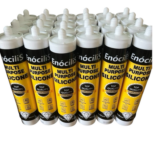 Box of 24 Tubes of EnociliS Silicone Sealant - Anti Mould - Kitchen and Bathroom- Long Lasting