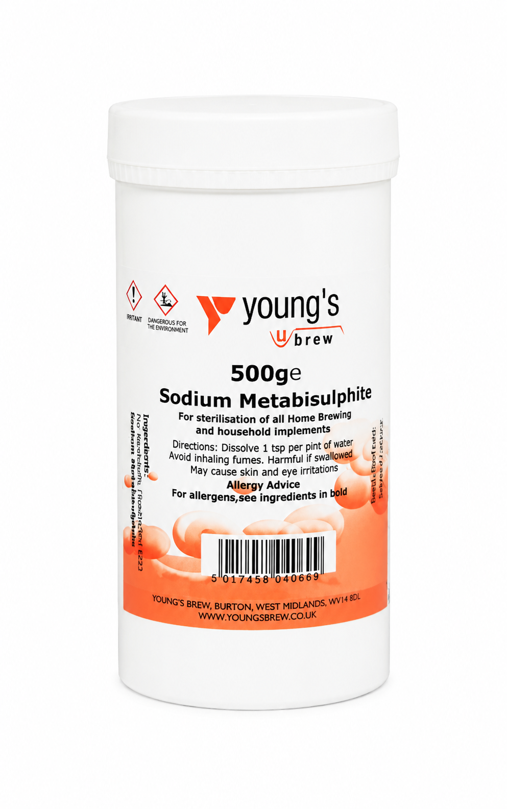 Young’s Sodium Metabisulphite 500g Powerful Steriliser for Home Brewing & Winemaking