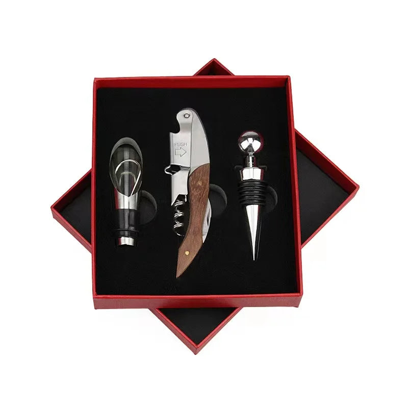 Wine Opener Set, Wine Bottle Opener Rabbit Corkscrew Set with Wood Case, 9pcs Including Rabbit Wine Opener, Wine Stopper