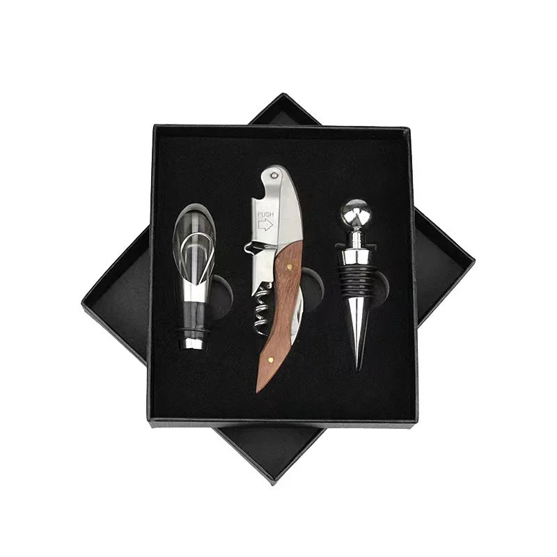 Wine Opener Set, Wine Bottle Opener Rabbit Corkscrew Set with Wood Case, 9pcs Including Rabbit Wine Opener, Wine Stopper