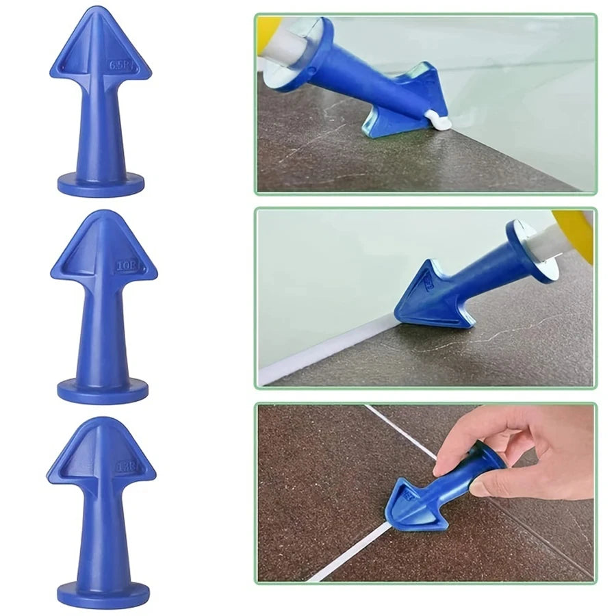 Green Caulking Tool Set 3PCS Silicone Sealant Nozzle Applicators, Plastic Caulk Finishing Tools for Kitchen, Bathroom, Window
