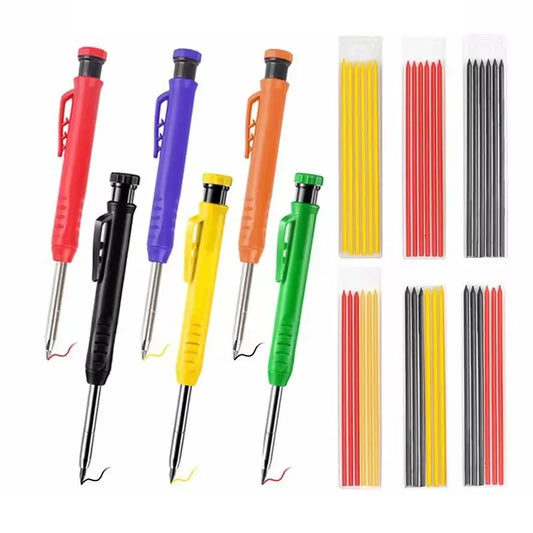 2.8mm Solid Carpenter Mechanical Pencil With Sharpener For Woodworking Construction Long Head Carpenter Pencil Stationery Supply